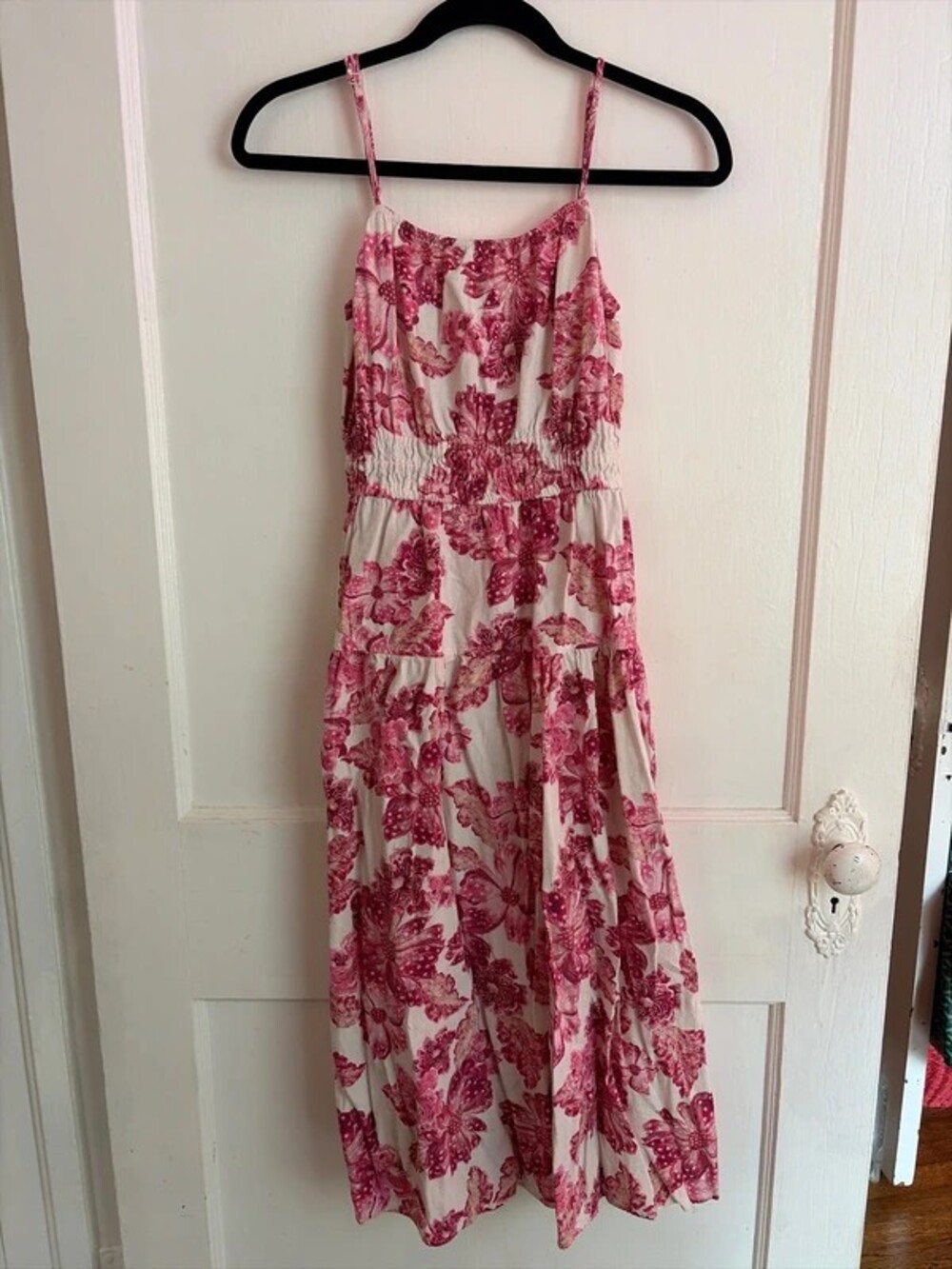 Pink floral print midi sundress